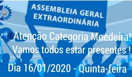 EDITAL DE CONVOCAÇÃO  ASSEMBLEIA GERAL EXTRAORDINÁRIA, DIA 16/01/2020