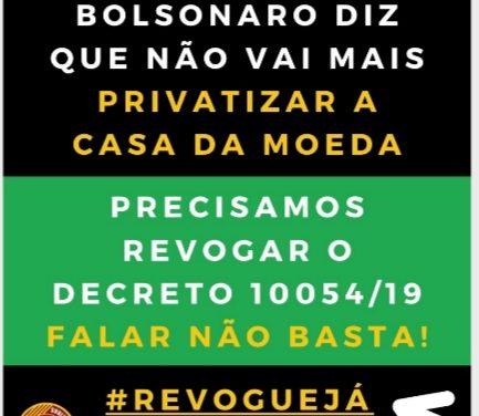 Bolsonaro: Casa da moeda uma Questão ESTRATÉGica