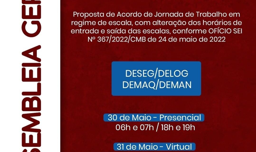 RESULTADO DA ASSEMBLEIA SOBRE JORNADA DE TRABALHO EM REGIME DE ESCALA, COM ALTERAÇÃO DE HORÁRIO