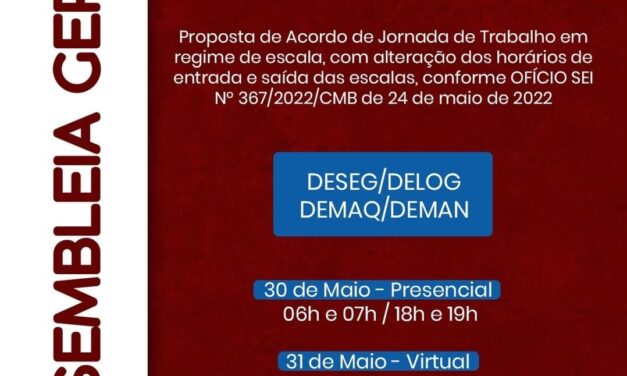 RESULTADO DA ASSEMBLEIA SOBRE JORNADA DE TRABALHO EM REGIME DE ESCALA, COM ALTERAÇÃO DE HORÁRIO