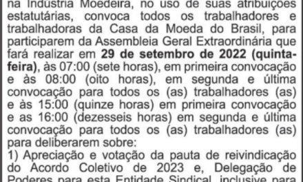 EDITAL DE CONVOCAÇÃO: ASSEMBLEIA ACT 2023